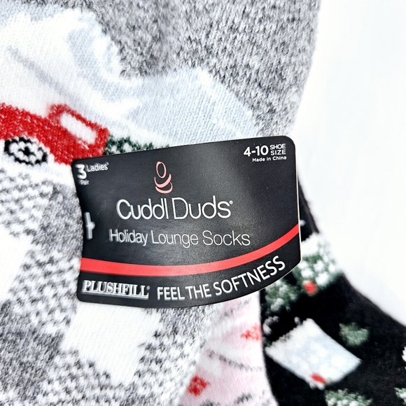 Cuddl Duds 3 pair Holiday Lounge Socks Cushy and Toasty Warm NWT - Picture 3 of 3